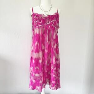 Vintage 2000s Pink Ruffled Silk mini dress